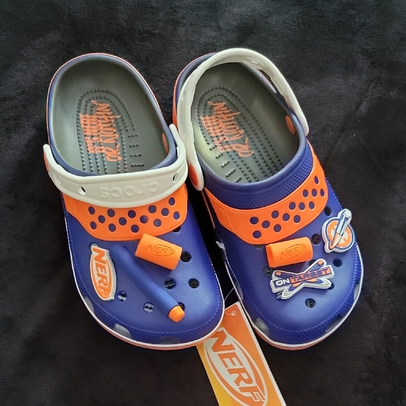 Nerf Kids Sandals - Blue and Orange Limited Edition From CROCS. SIZE 5 BIG BOY - Picture 1 of 4